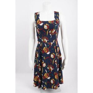 Yellow Star ModCloth Womens Dress S Multicolor Navy Blue Floral Sleeveless NWOT